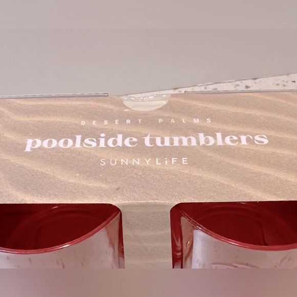 NIB Poolside Pool Pink Tumblers Palm Tree Island Oasis Theme Set of 2 - Picture 3 of 5